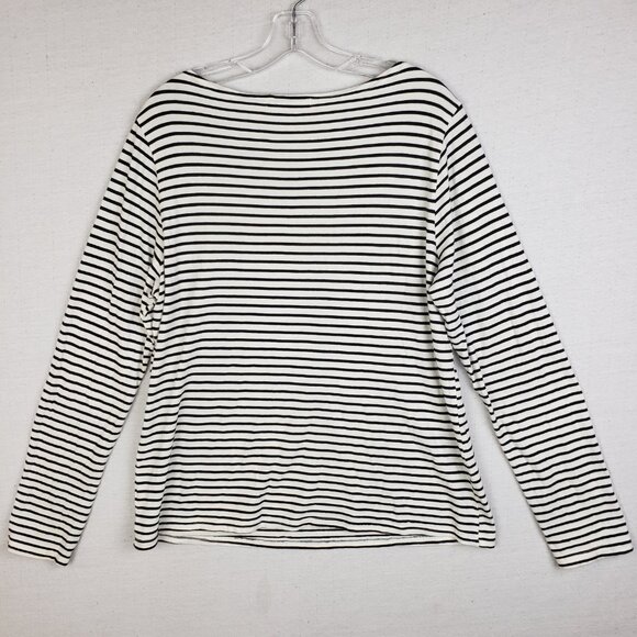 Cut Loose Tunic Top Striped Combed Cotton Rayon Relaxed size L Nautical Classic - Picture 5 of 9